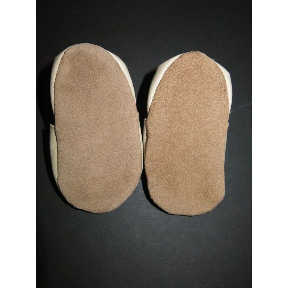Robeez baby infant crib shoes boys 6 M leather slip on brown tan trainers sporty